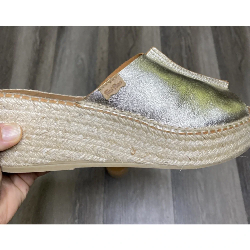 Toni Pons Gold Metallic Wedge Espadrilles 40 US 9